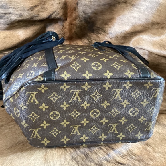 Authentic Boho Revamped Vintage Louis Vuitton Shopping Sac Black Braiding Concho - Picture 3 of 16